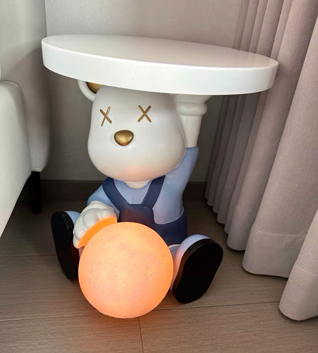 Bear table lamp - with, round