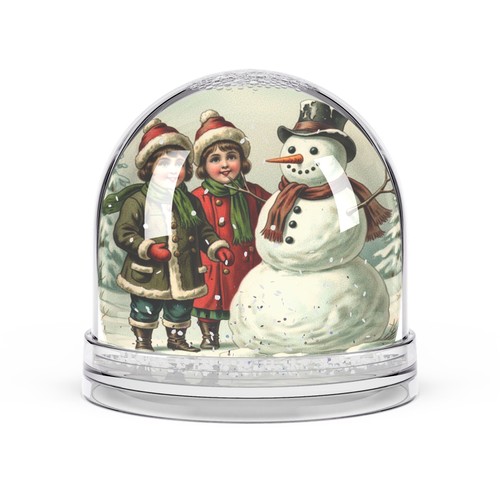 Vintage children with snowman - vintage,