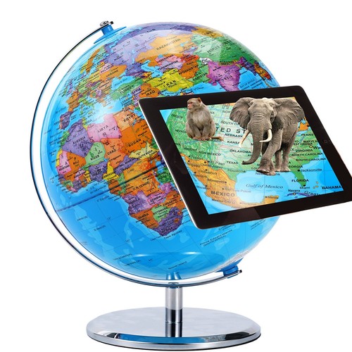 World map globe on - map, metal